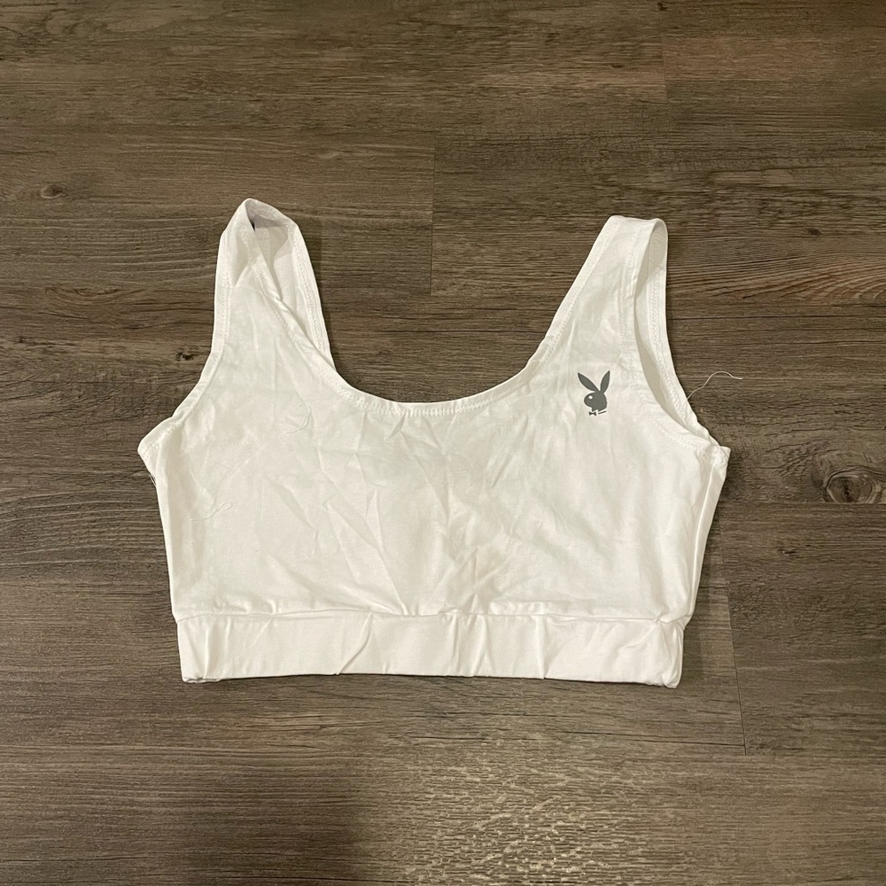 Playboy x Yandy white sports bra